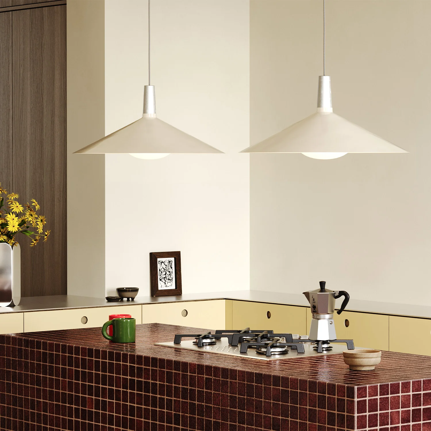 Bower Pendant Light Large in Oyster White + Oval II - Image 3