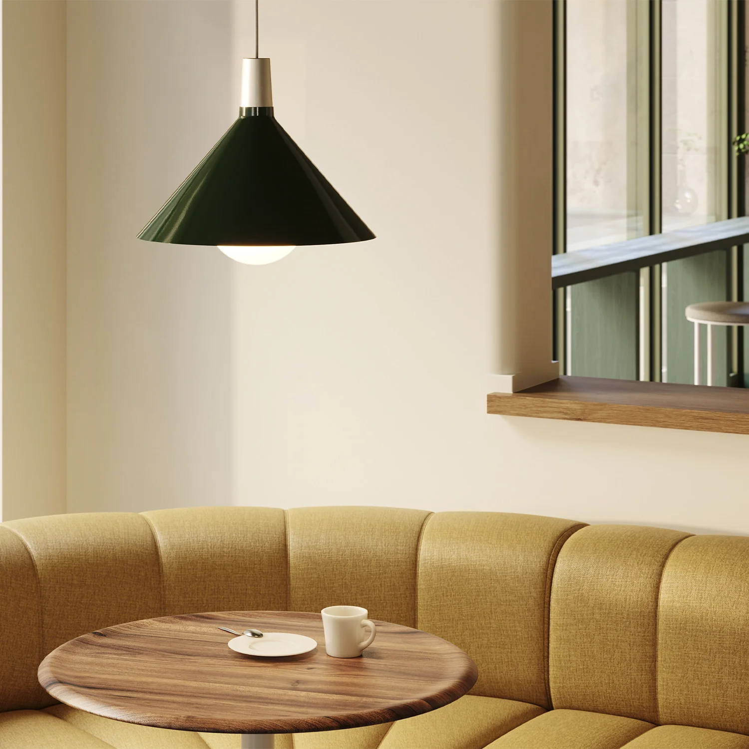 Bower Pendant Light Medium in Dark Green + Sphere IV - Image 2