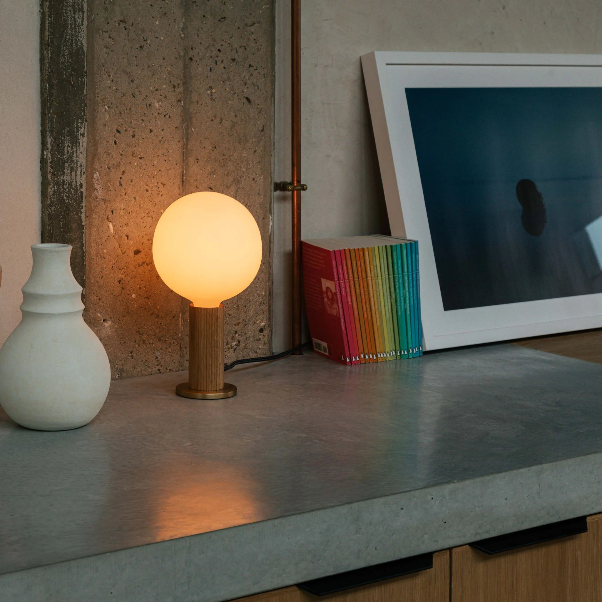 Knuckle Table Lamp in Oak + Sphere IV Set of 2 - Image 3