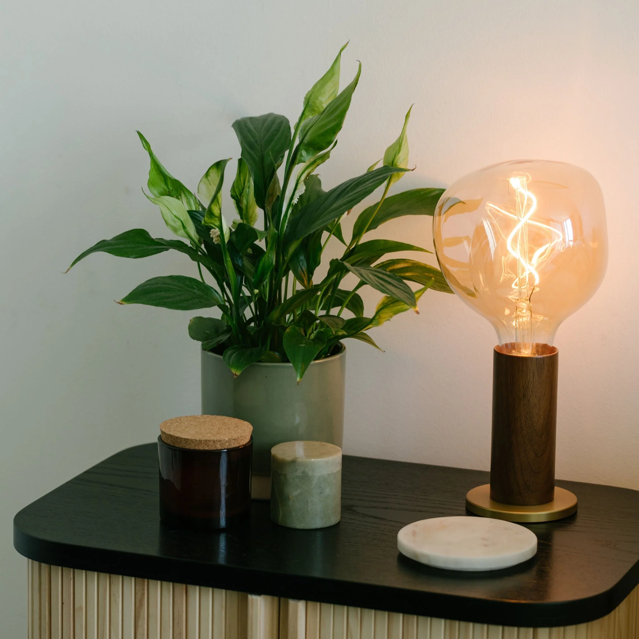 Knuckle Table Lamp in Walnut + Voronoi I - Image 4