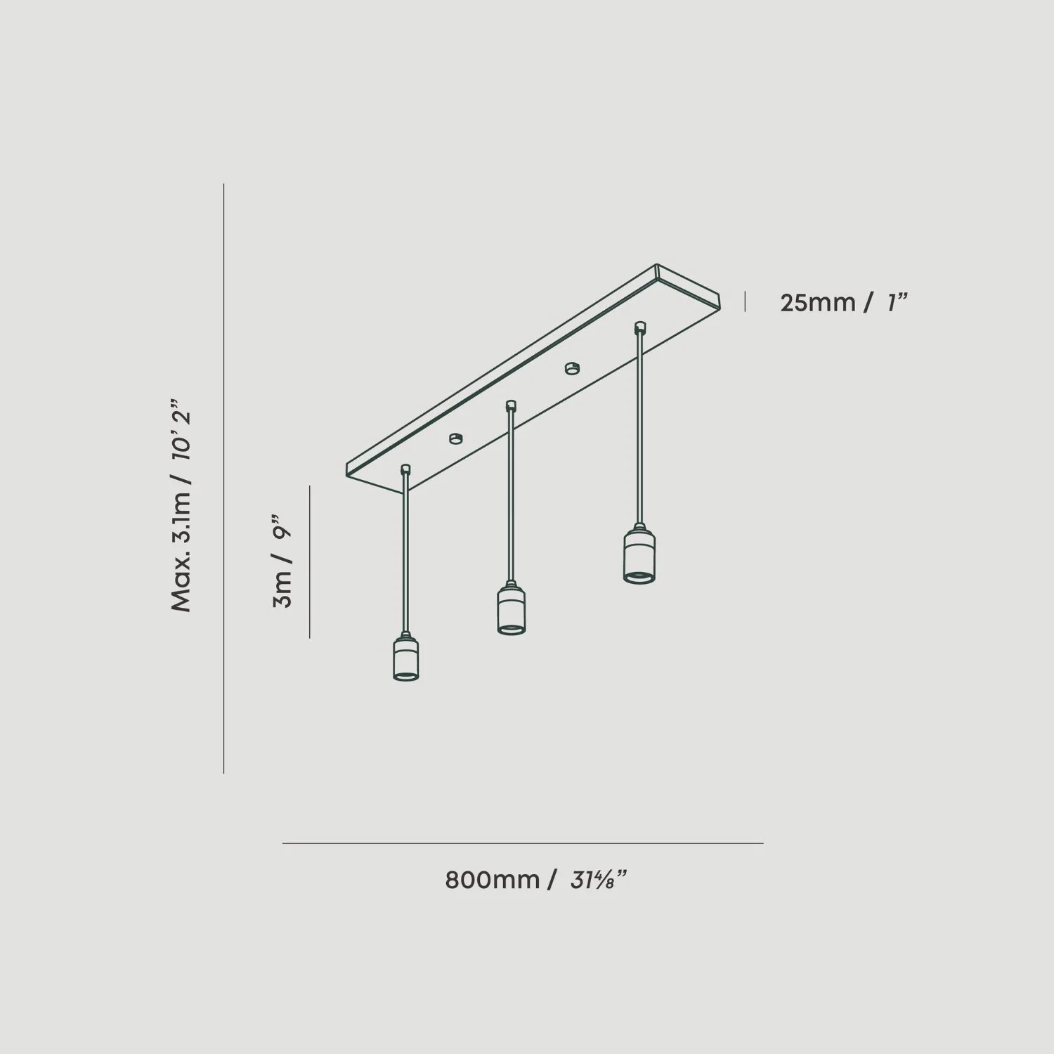 Linear Triple Pendant in Brass - Image 6