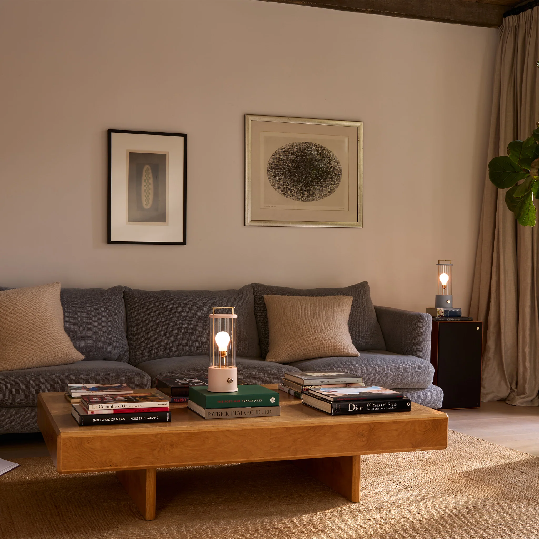 The Muse 1.0 Portable Lamp in Selvedge Blue + Setting Plaster Pink - Set of 2 - Image 3